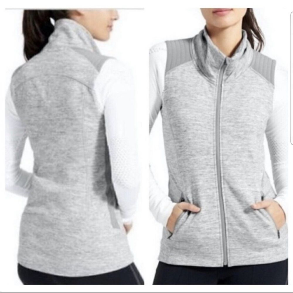 Athleta Womens Stronger Spacedye Workout Vest In Heather Grey Size Small